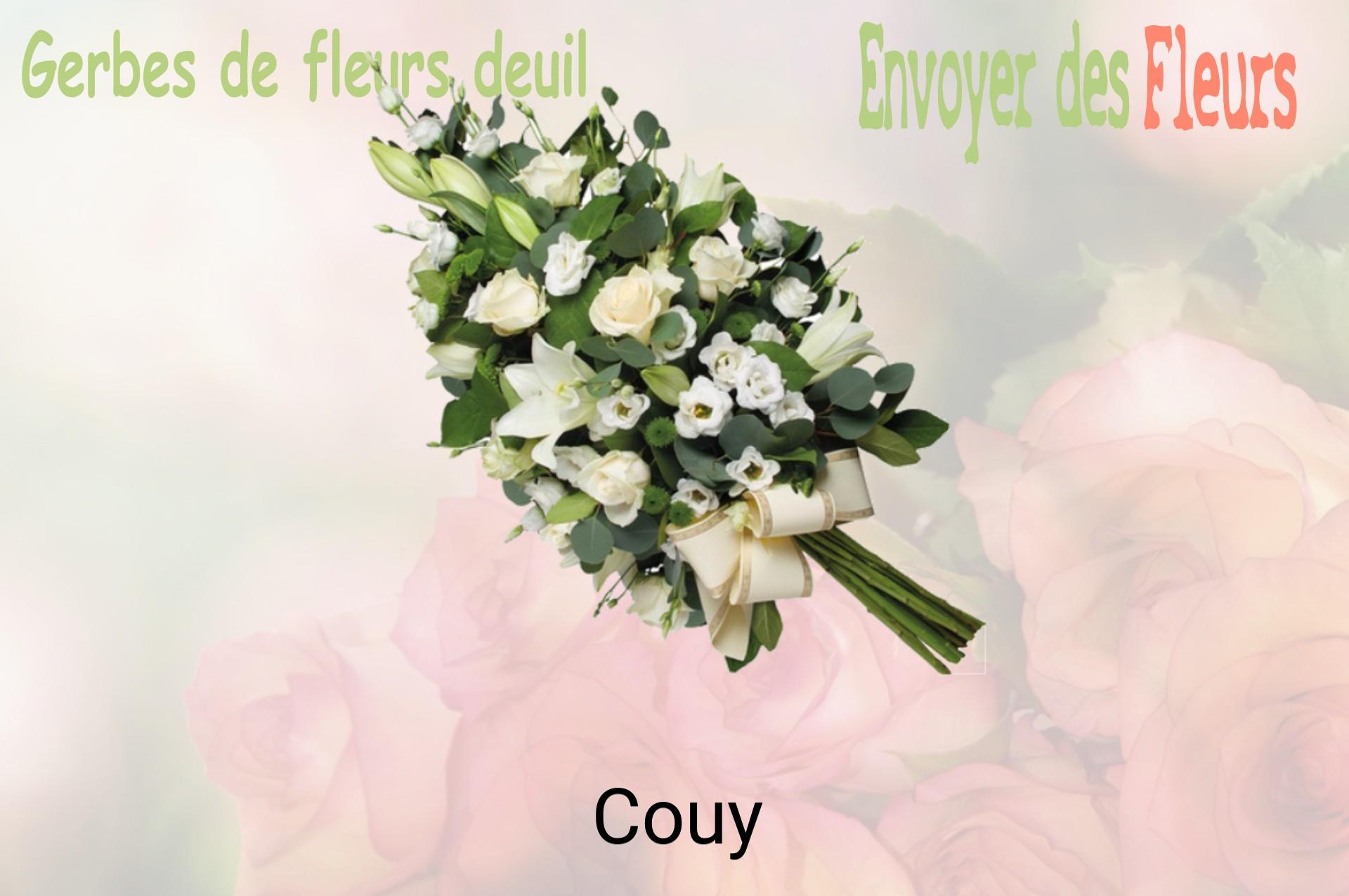 Gerbe de fleurs de deuil livrée à Couy